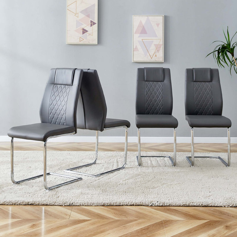 Chaises de salle à manger en similicuir, chaises d'appoint, 8, Gris, Argent argent