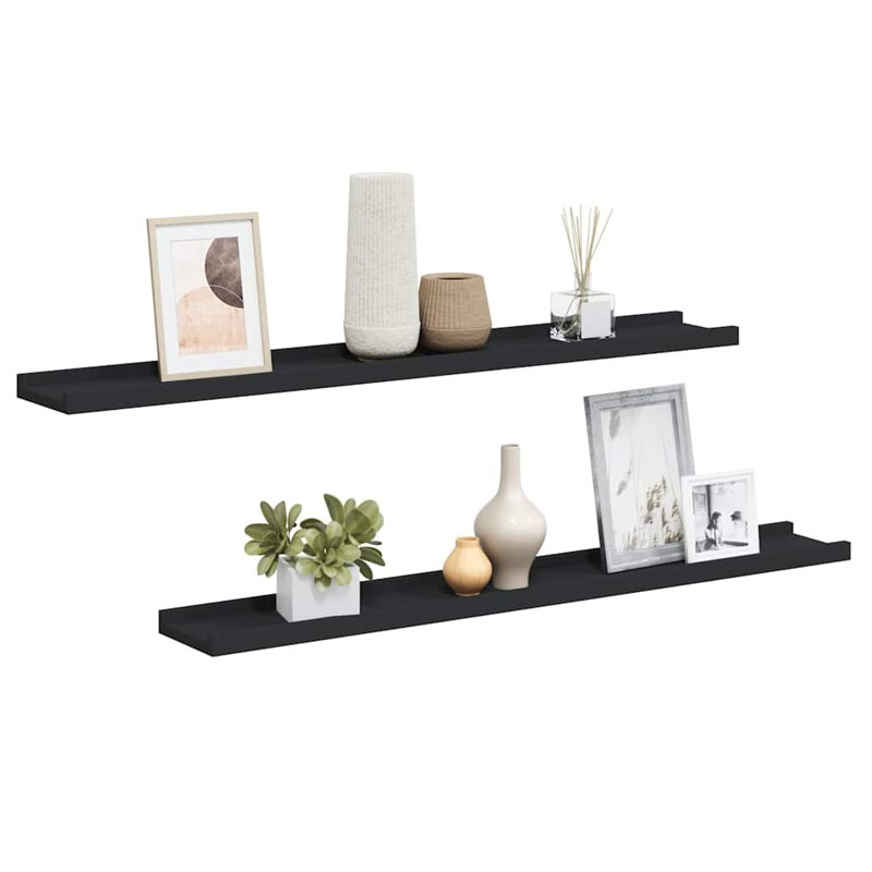 Wall Shelf Floating Shelf Wall Mounted Display Shelf for Photo Frame, Black, 1.2" H x 31.5" W x 3.5" D