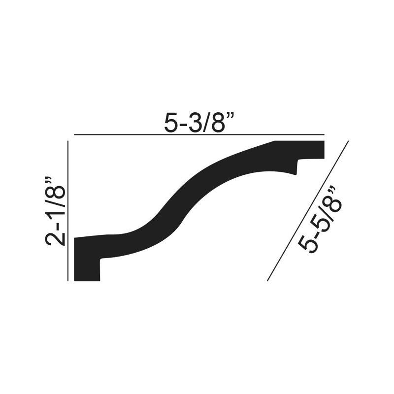 Moulure couronnée en polyuréthane uni 5-3 / 8 po x 2-1 / 8 po x 94-1 / 2 po 47 LF, 5 Pack
