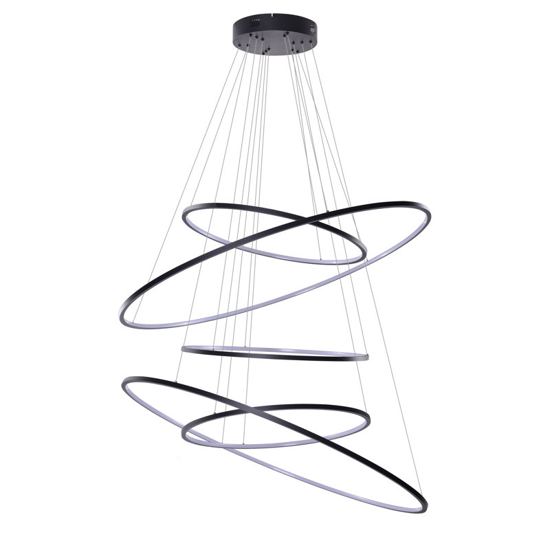 5 - Light LED Geometric Pendant, Black
