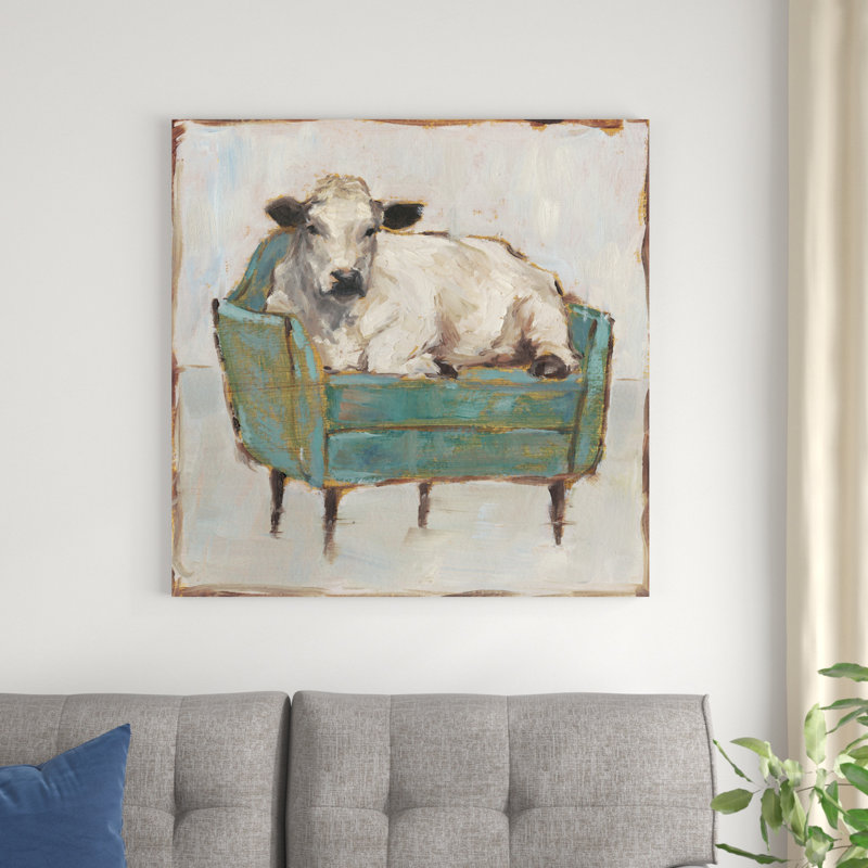 «Moo-ving In I» par Ethan Harper - reproduction d'art sur toile tendue, H 36 po x l 36 po, Toile tendue, Sans cadre