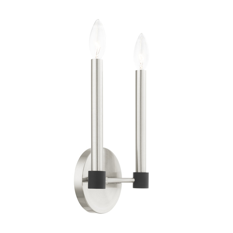 Orean Flush Mounted Sconce, Brushed Nickel/Black