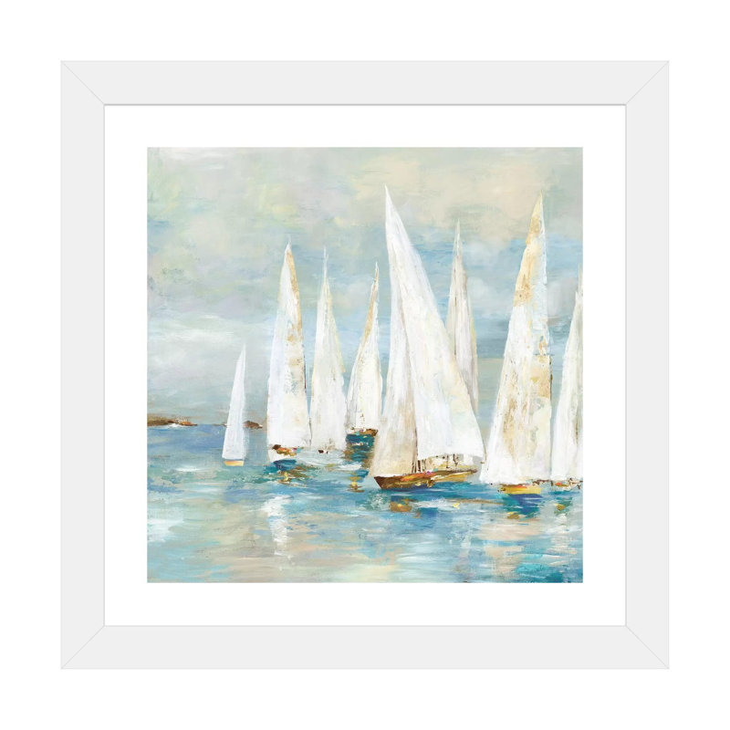 Voiliers blancs de Allison Pearce, reproduction d’art, H 16 po x l 16 po x P 1 po, Papier encadré blanc, Blanc