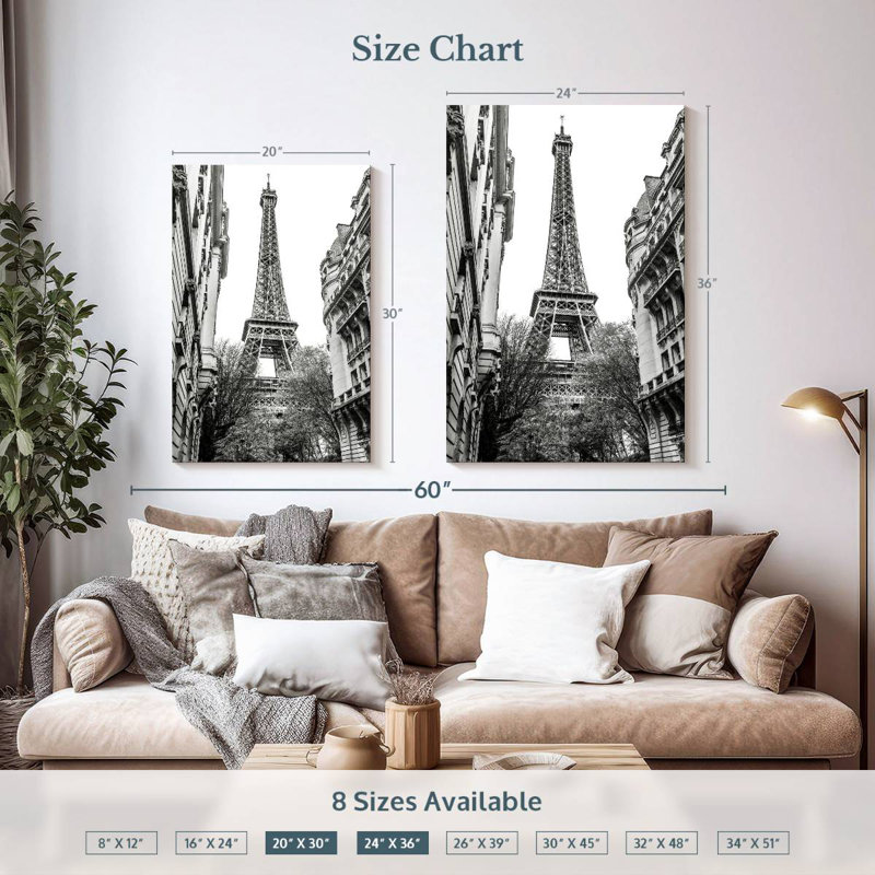 Aime Monochrome Eiffel Tower I, 36" H x 24" W