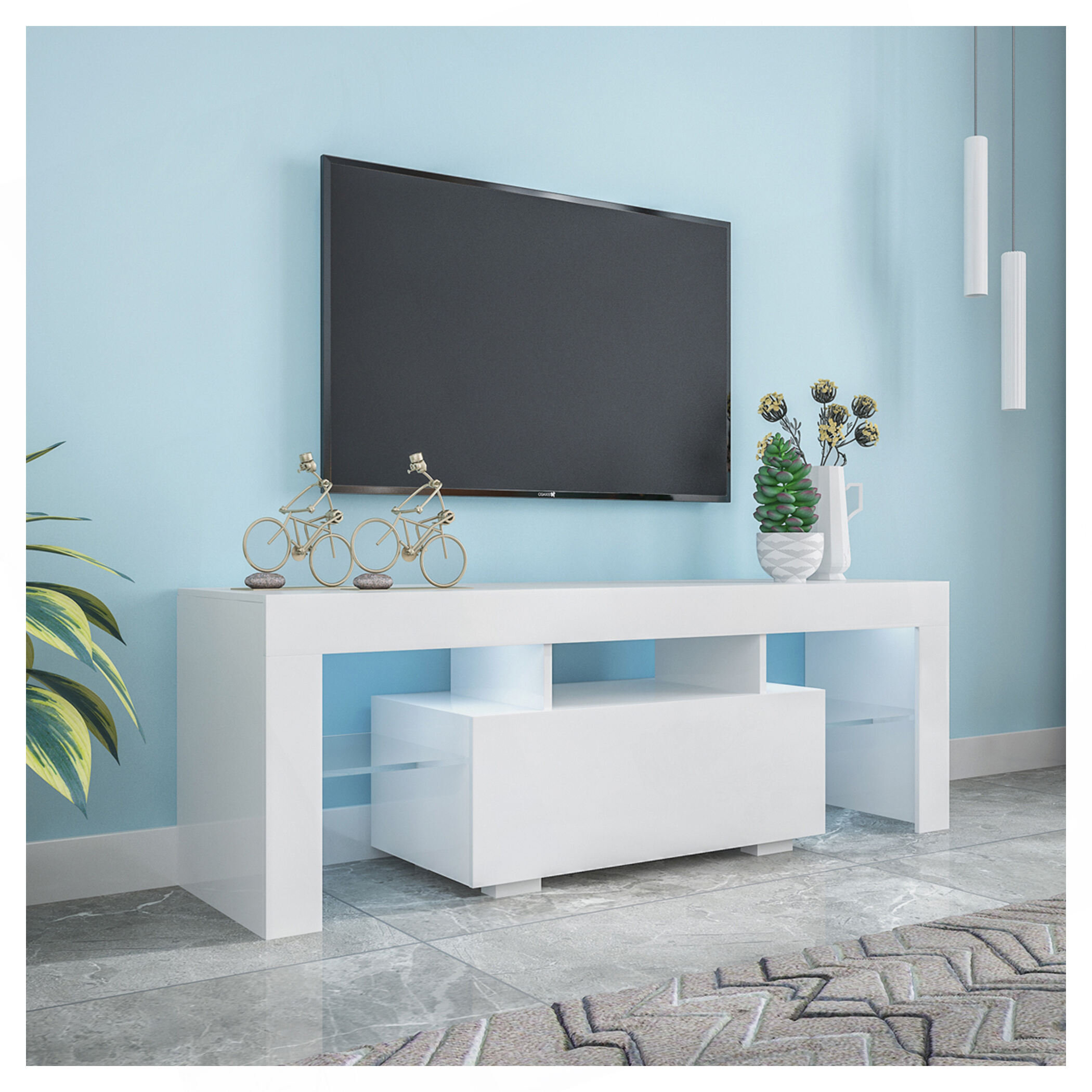 Wrought Studio™ TV Stand with LED RGB Lights,Flat Screen TV Cabinet ...