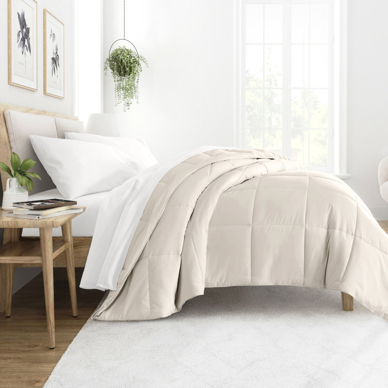 Ivory Full Reversible Down Microfiber Comforter Set