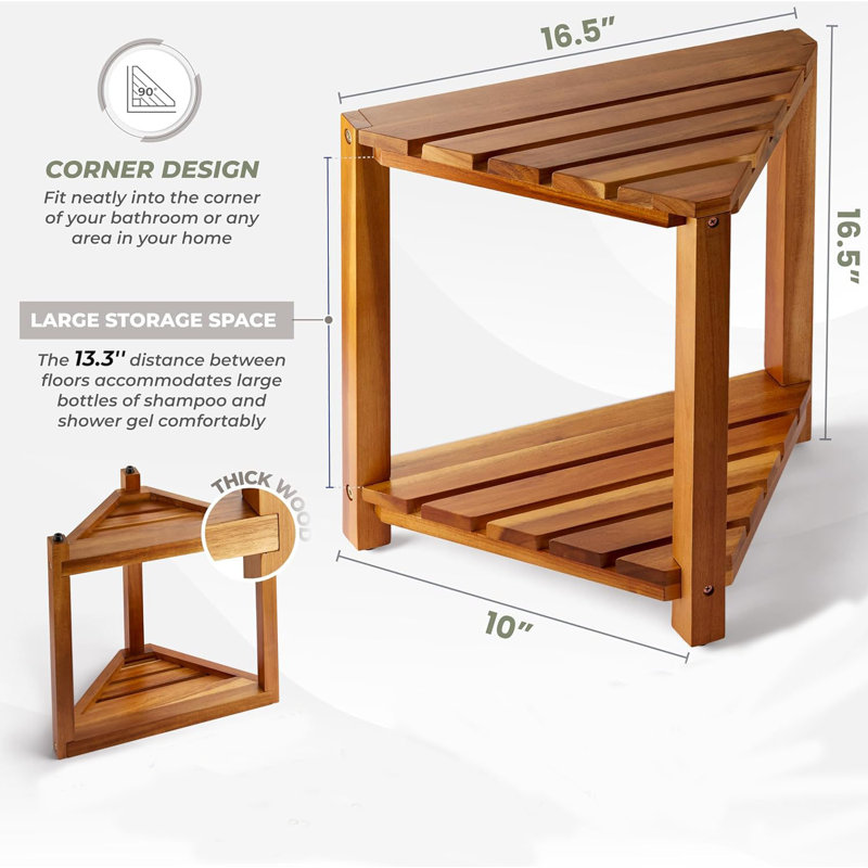 Griggstown 16.5'' W Solid Wood Shower Bench