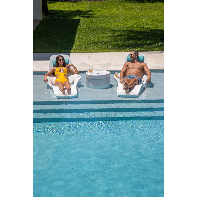 Chaises longues Tenjam Shayz dans la piscine - Blanc, Blanc, Comprend 2 chaises longues avec de petites contrem