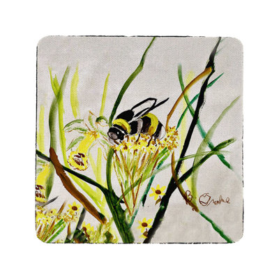 Sous-verre abeille et fleur