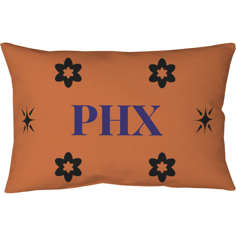 Coussin Phoenix, Orange, pourpre, noir, Rectangulaire H 14 po x l 10 po