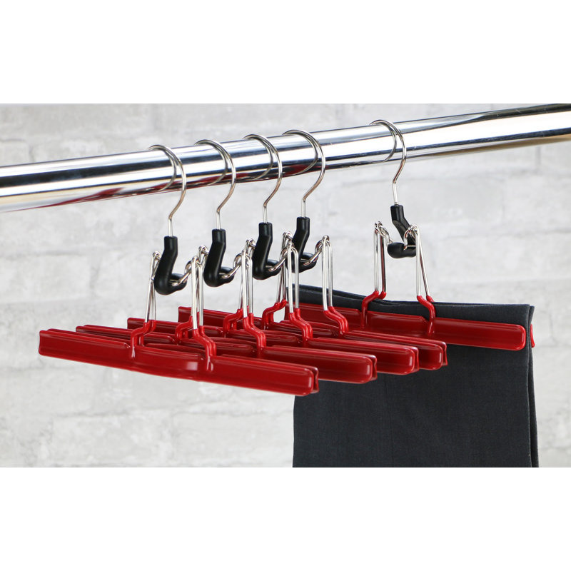 Cintre en métal antidérapant pour jupe / pantalon, Rouge