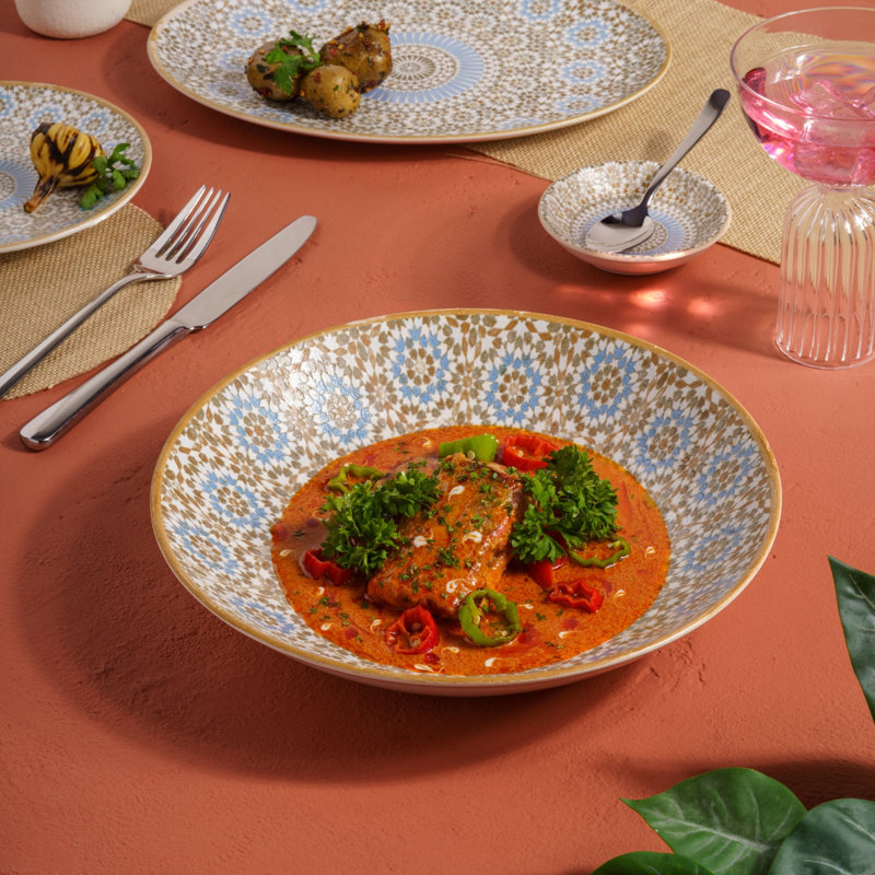 Assiette creuse ronde en porcelaine de qualité supérieure de 10,2 po avec passe-partout rond