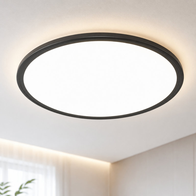 Plafonnier encastré rond simple en acrylique DEL 19,7 po Deshunda, Noir, L 19,7 po (3000 K à 6500 K)