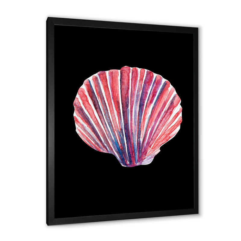 Coquillage sur fond noir - peinture, Toile avec cadre photo noir, H 20 po x l 12 po x P 1 po
