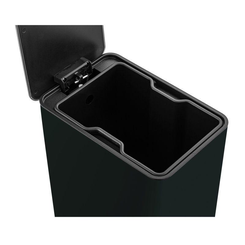 Poubelle de salle de bain rectangulaire en acier inoxydable 2,6 gallons, Noir, noir, noir, noir, 2.6