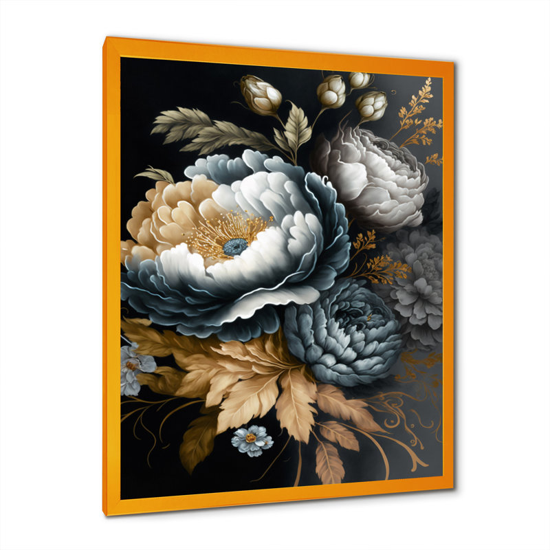 «Blue Blooming Bouquet I», impression sur toile, H 44 po x l 34 po x P 1,5 po, Cadre photo doré