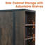 Modern Detachable Fireplace TV Stand, Dark Wood & Black, 183x39.5x76cm, Metal, Living & Media Room-1432680714
