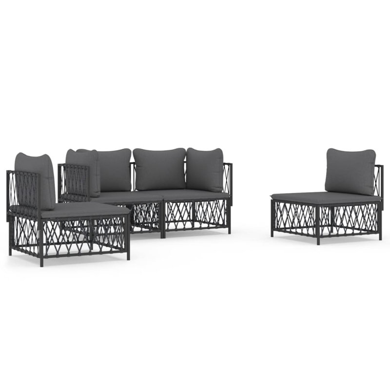 Ensemble de conversation avec coussins 4 pièces, Anthracite
