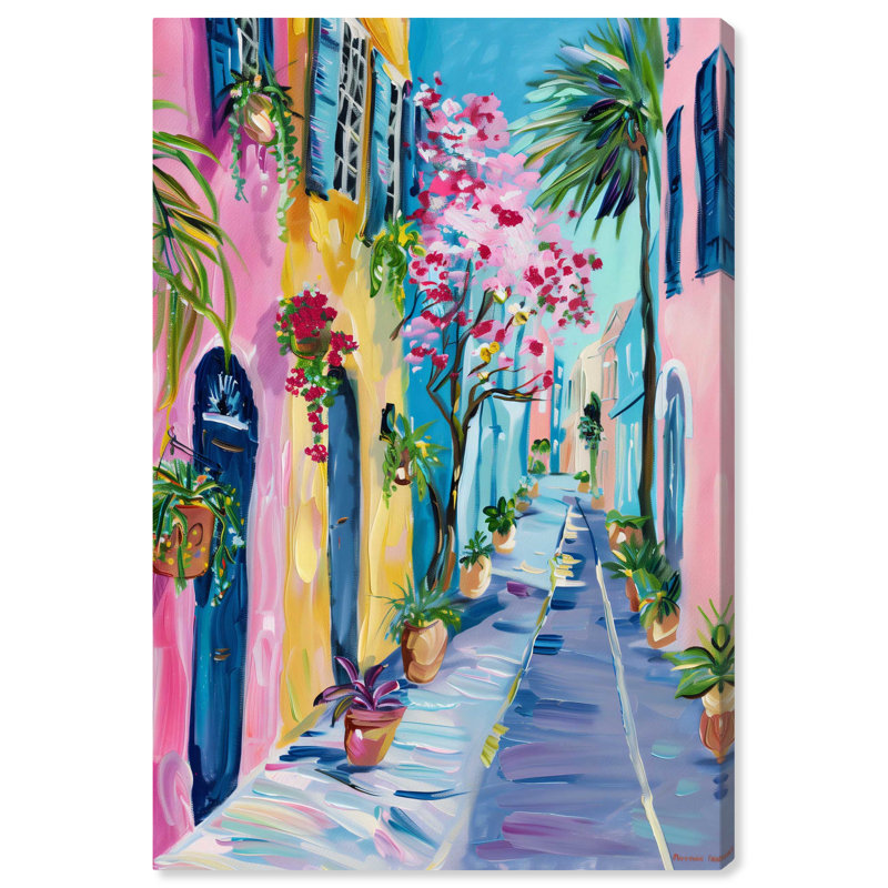 Art Remedy The Colorful Streets, cadre coloré bord de mer 57423, H 30 po x l 20 po, Wrapped Canvas