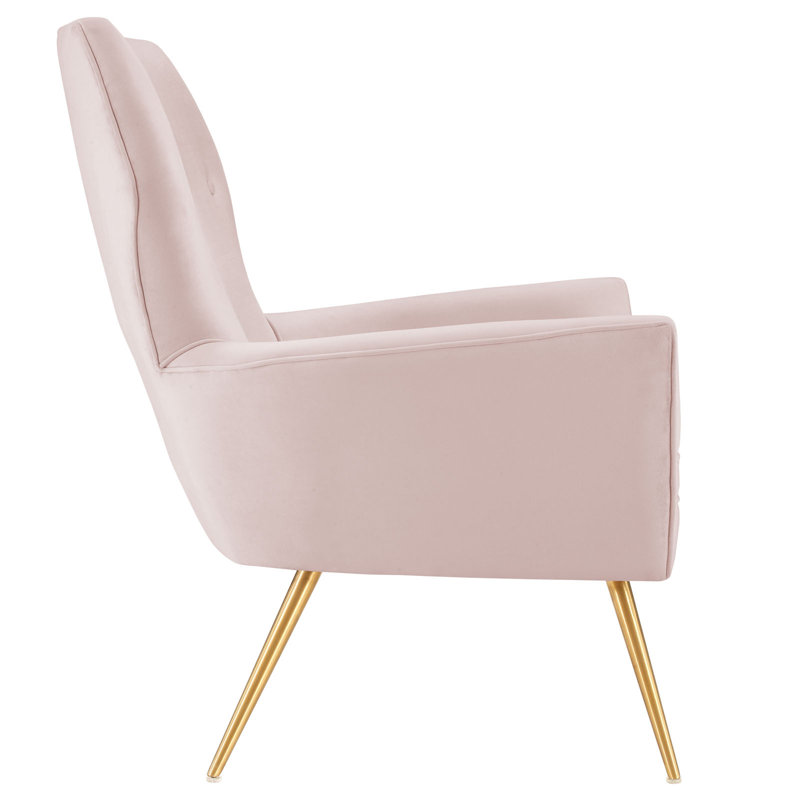 Renata Button Tufted Performance Velvet Armchair In Grey, Pink Velvet