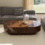Table basse ovale en bois massif de 43,7 po avec piédestal robuste en bois massif de style Mid-Century pour salon-1344530499