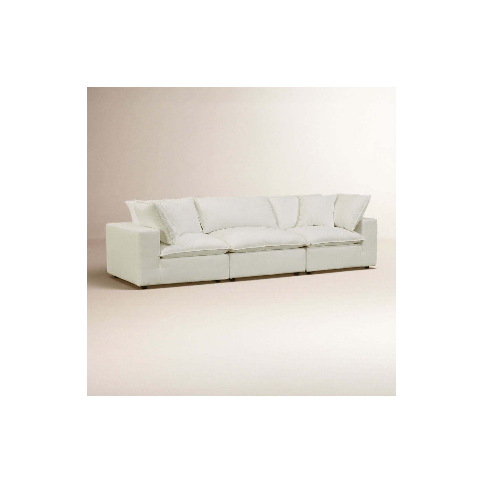 Ellaria 120'' 3 - Piece Modular Upholstered Sofa, Ivory Polyester Blend