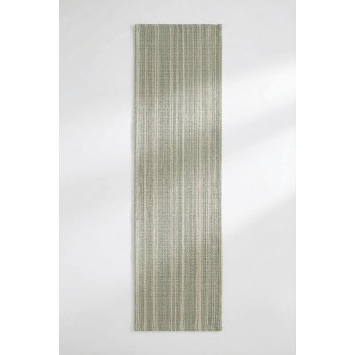 Mint Green Seagrass Stripe Indoor Outdoor Table Runner 14x72