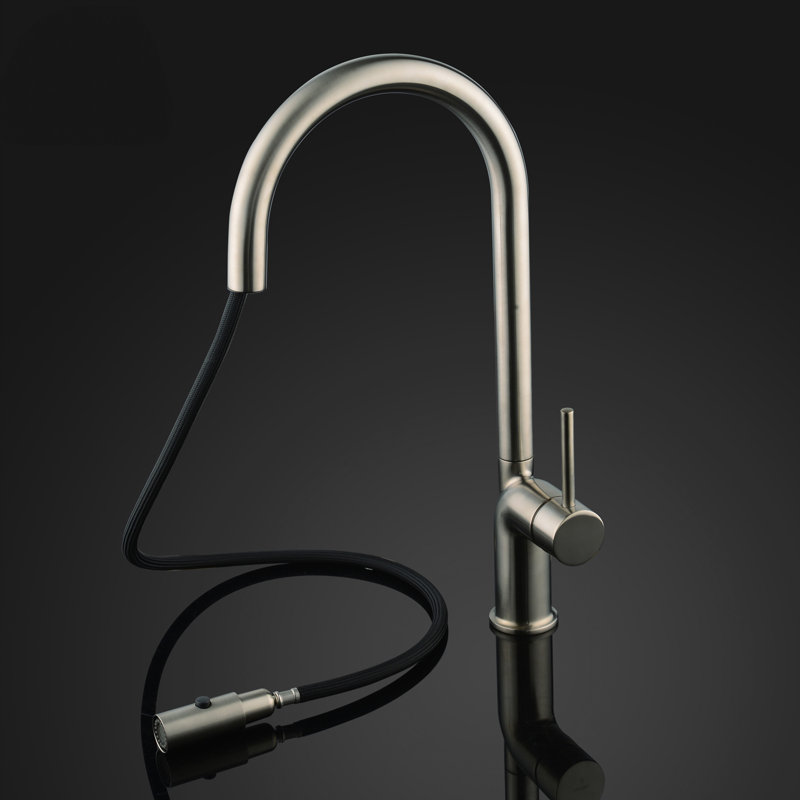 Maestro Bath Swan Pull Out Kitchen Faucet, Brushed Nickel