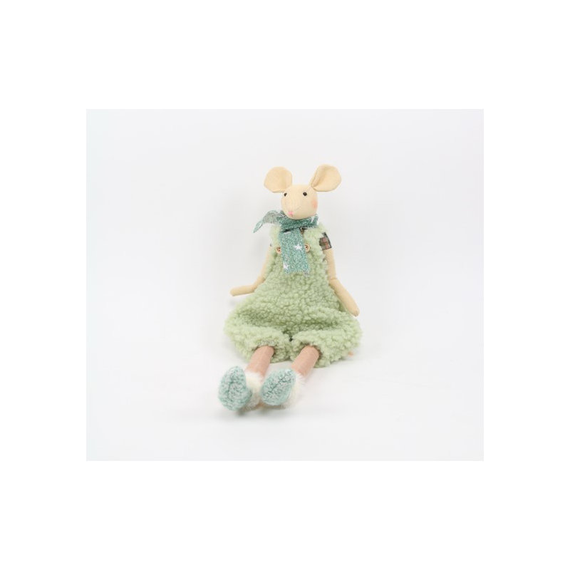 Sitting Boy Mouse In Overalls With Dangling Legs Christmas Figure - 18"