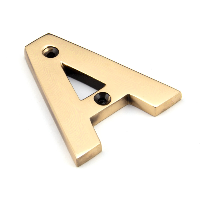 7.8cm H Metal House Letter, A, Polished Bronze