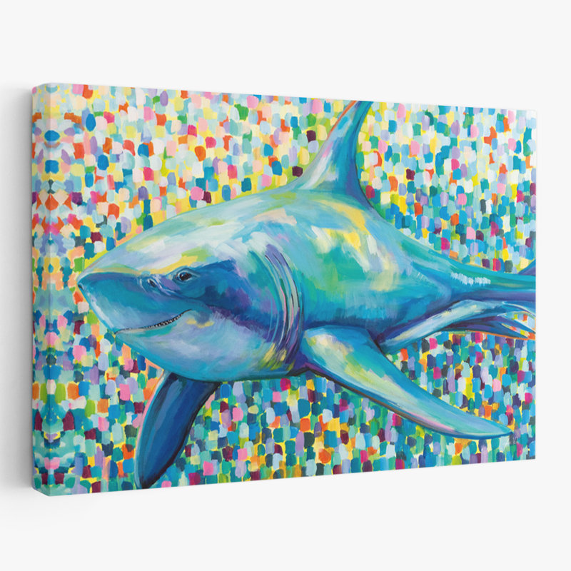 Art abstrait et animal avec requin Chatham, H 16 po x l 24 po