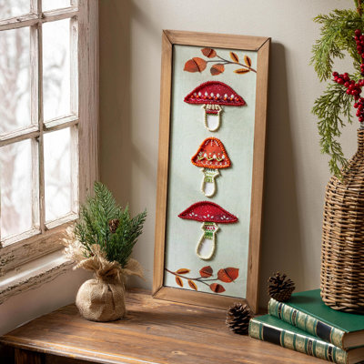 Beaded Mushroom Wood & Textile Wall Décor