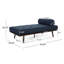 Chaise longue de style Mid-Century bleu marine avec lignes de revêtement texturées et housse de siège amovible