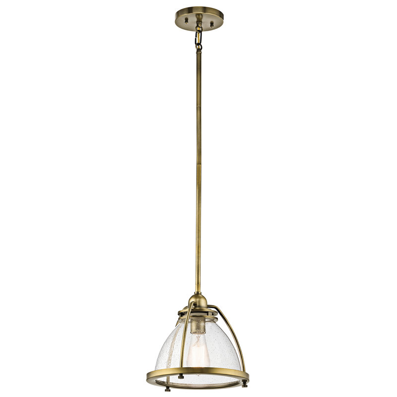 Suspension solaire Kichler 43738NBR Silberne 100W 1 Lumière et lait naturel, H 10 po x l 10 po x p 10 po, Laiton naturel