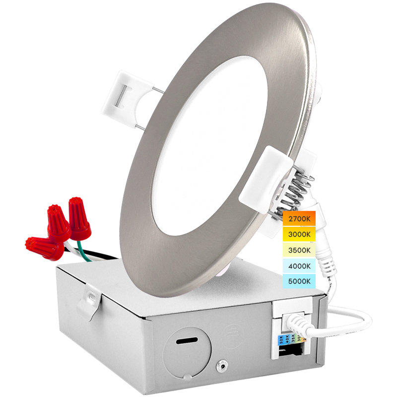4'' Selectable Color Temperature Dimmable Air-Tight IC Rated LED Canless Recessed Lighting Kit