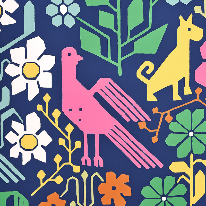 Papier peint Lupita, Multicolore / bleu marine