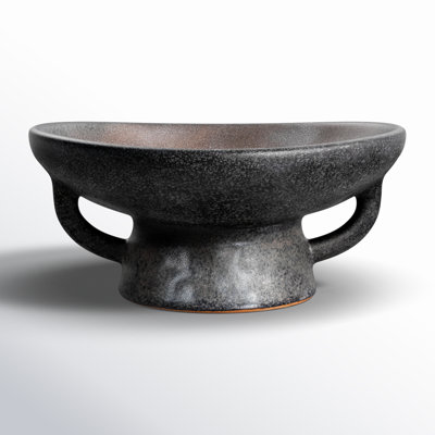 Stoneware Pedestal Bowl with Handles