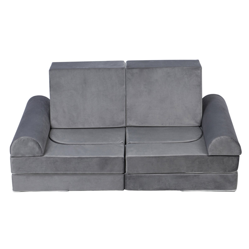 Modular Kids Play Couch,Toddler Play Sofa,Sponge Filling Block Play Couch, Dark Grey