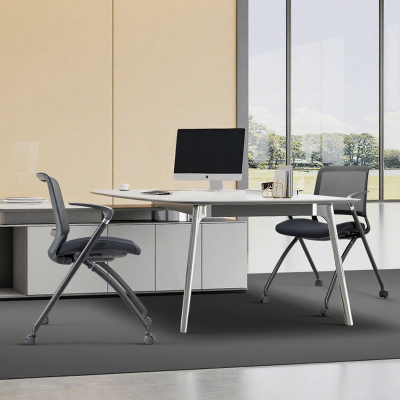 Chaise de bureau noire pliable, conception ergonomique pour le bureau et la maison