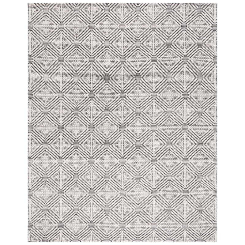 Ashaud Hand Loomed Wool And Cotton With Latex Geometric Rug, Rectangle 8' x 10'