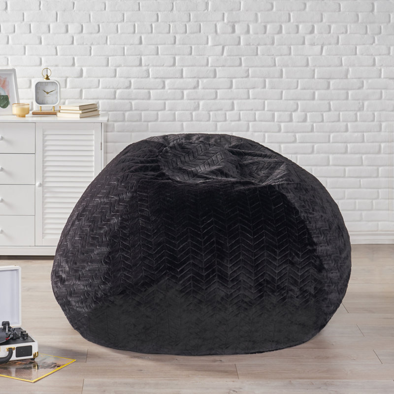 Margot Classic Bean Bag, Black Faux Fur