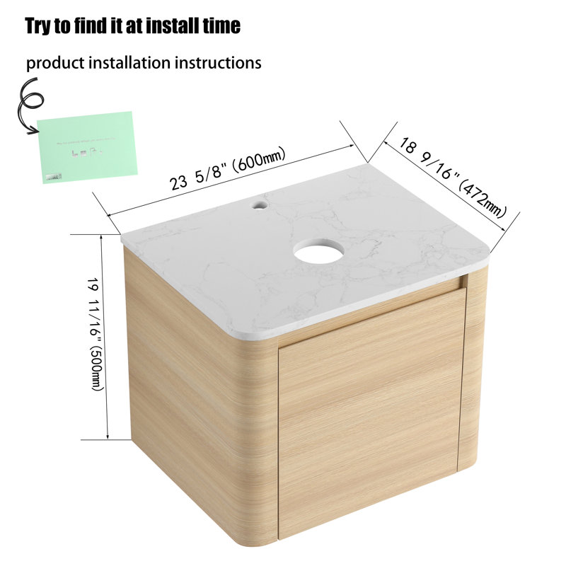 Base de meuble-lavabo simple 24 po Lydian seulement, Chêne blanc