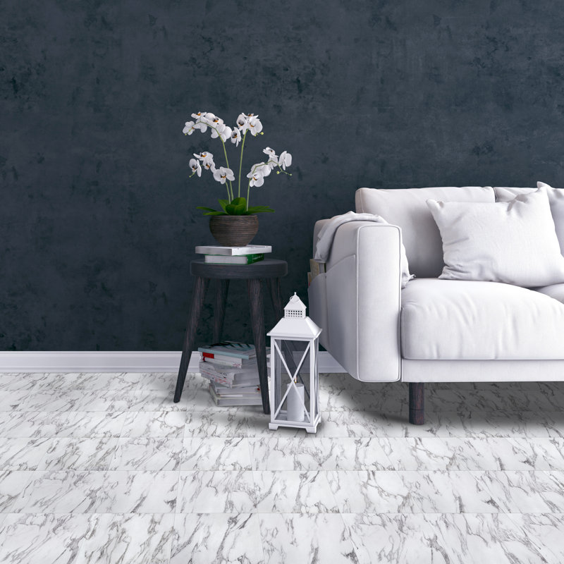 Carreau de vinyle de luxe simple 12 po x 12 po x 1,2 mm Losas Bianco Simple Elegance