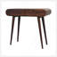 Console en bois massif noyer clair à bord courbé, 2 tiroirs, pieds nordiques, brun foncé-234694877