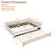 Lit de jour rembourré avec lit gigogne, structure de lit en bois robuste, conception de grille de diamant moderne, pour chambre à coucher, chambre d'amis (beige)
