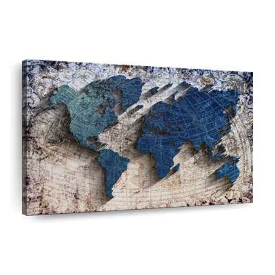 Carte du monde sculptée - reproduction sur toile tendue
