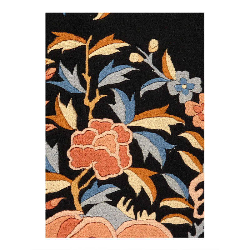 Tapis oriental bleu marine en laine / coton 6 pi 7 po x 8 pi 2 po Oriental