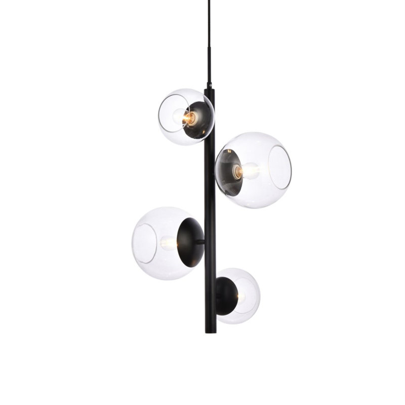Fredra 4-Light Dimmable Tiered Chandelier, Black/Clear