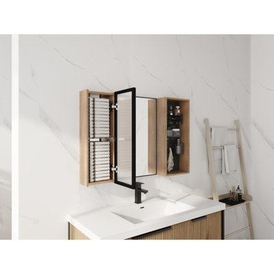 Space-saving Medicine Cabinets, 41.6 In Wood Mirror Storage For Modern Home