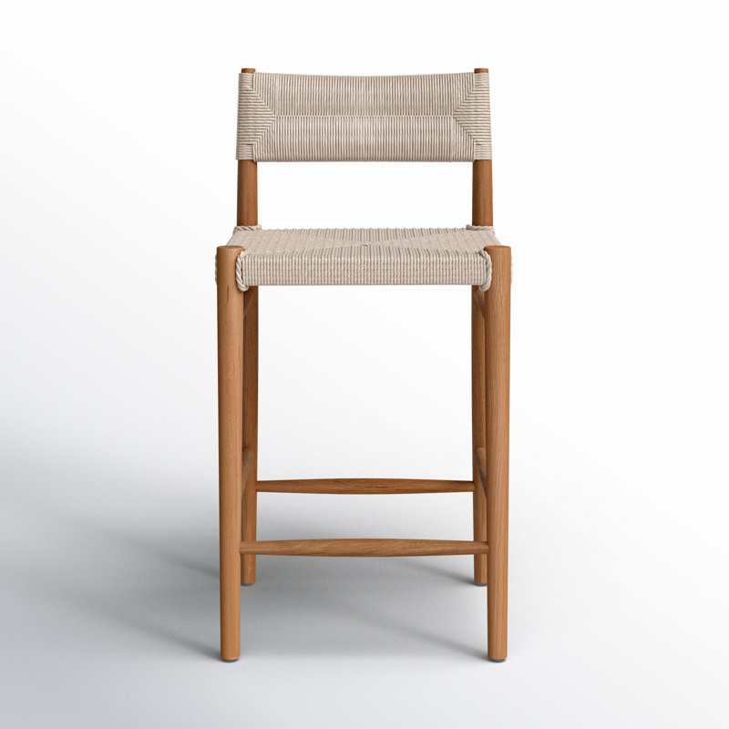 Outdoor Teak Bar Stool, 26", Light Brown, Natural Teak